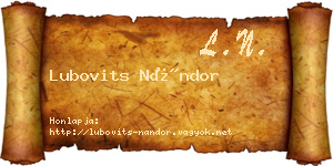 Lubovits Nándor névjegykártya